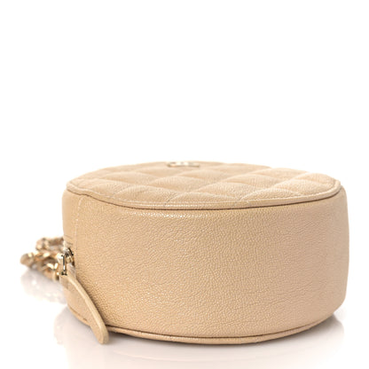 Chanel Iridescent Caviar Quilted Round Clutch With Chain Beige 4 of 9