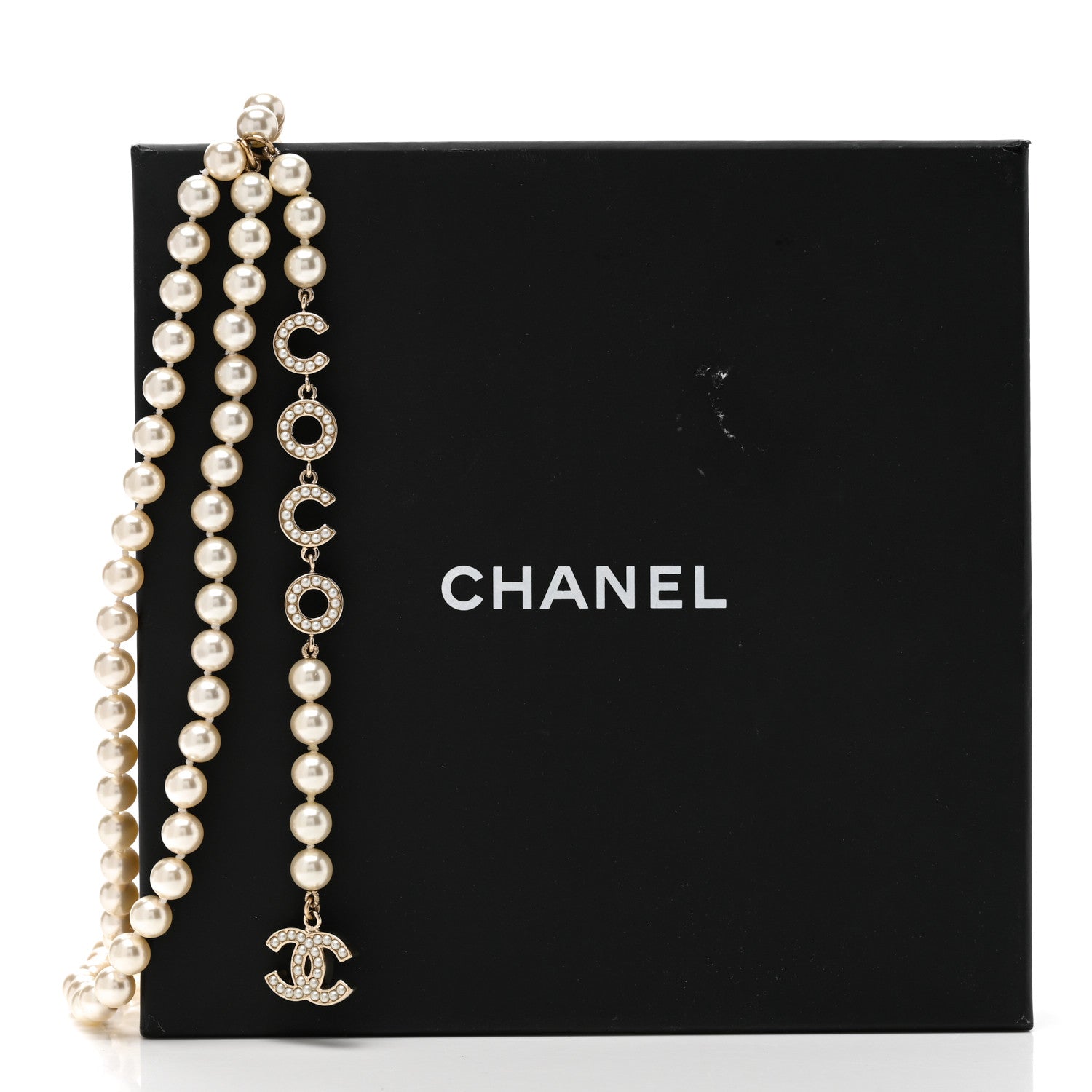 Chanel Pearl Crystal CC Logo Belt 85/34 Gold Pearly White 5 of 5