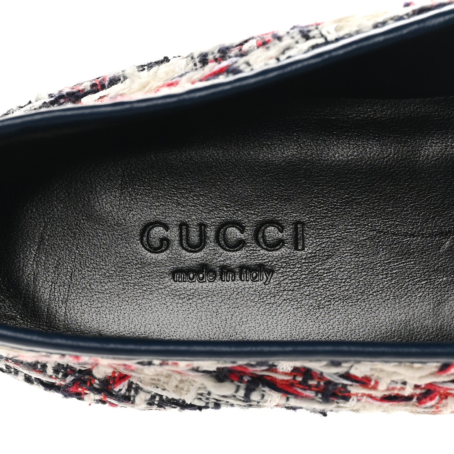 Gucci Tweed Check Horsebit Womens Jordaan Loafers 36.5 Gardenia Ink Blue Agata 8 of 9