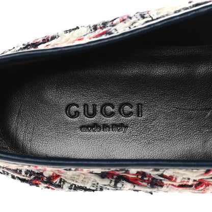 Gucci Tweed Check Horsebit Womens Jordaan Loafers 36.5 Gardenia Ink Blue Agata 8 of 9