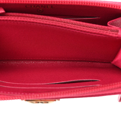 Chanel Caviar Quilted Small Boy Zip Around Wallet Fuchsia 5 of 14
