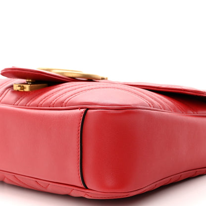 Gucci Calfskin Matelasse Medium GG Marmont Shoulder Bag Hibiscus Red 9 of 9