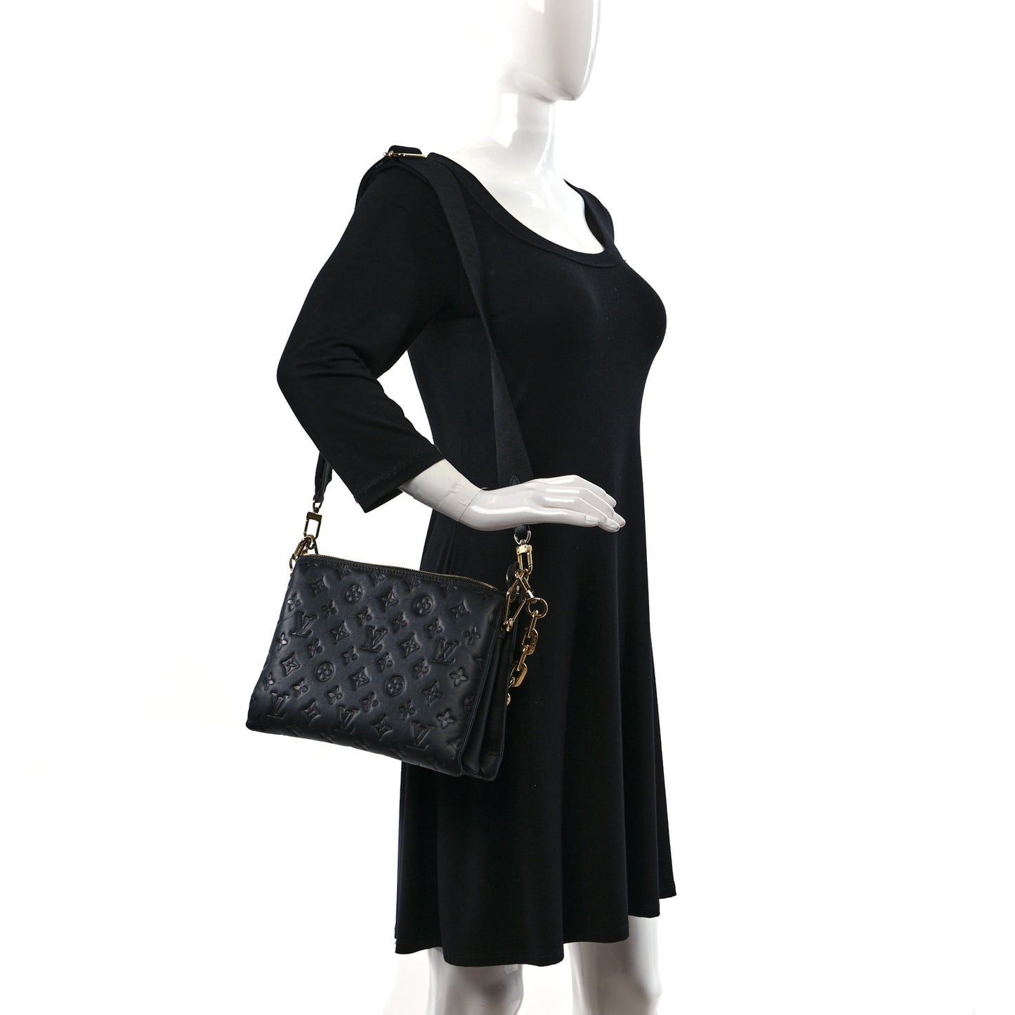 Lambskin Embossed Monogram Coussin PM Black