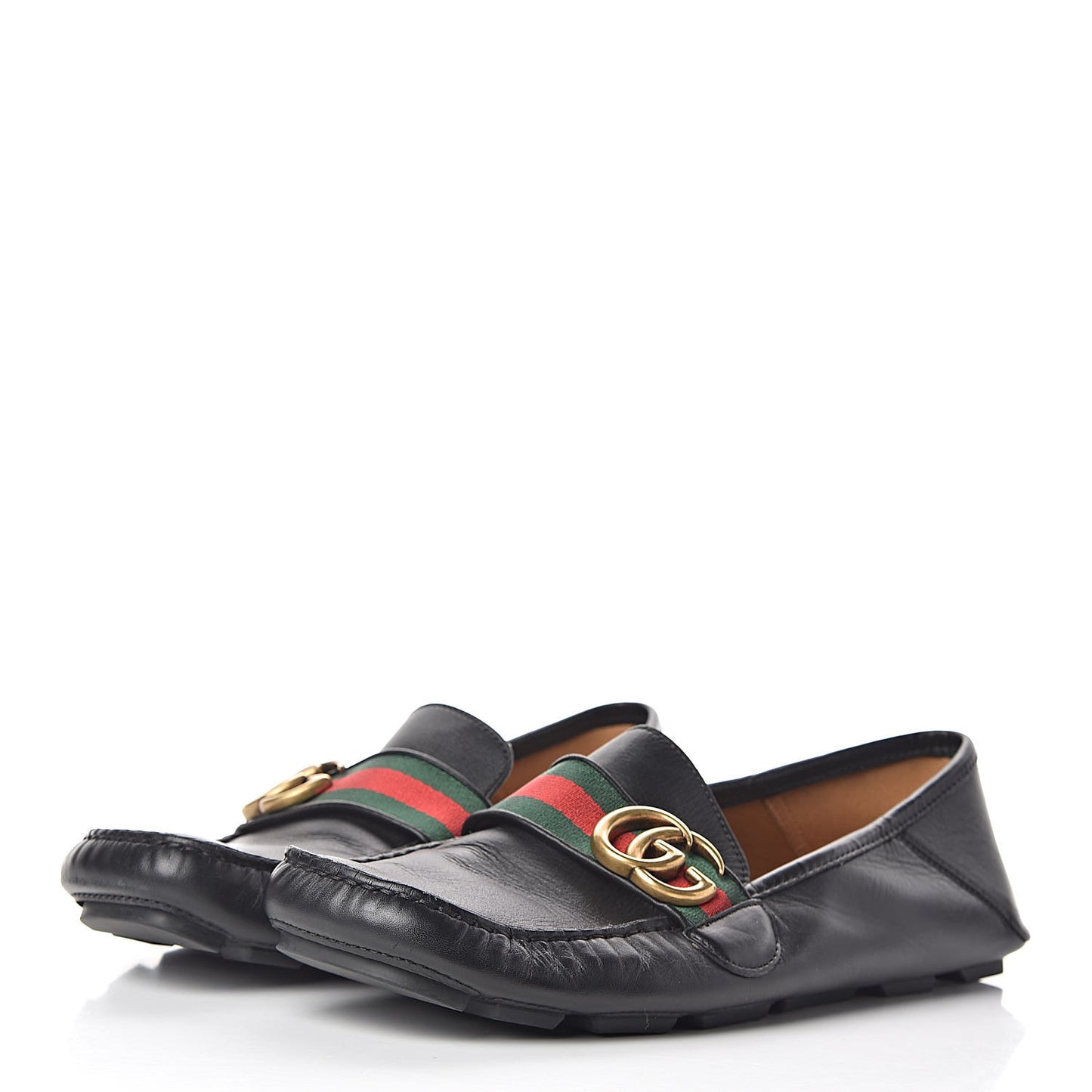 Velvety Calfskin Web Mens Noel Driver Loafers 6.5 Black