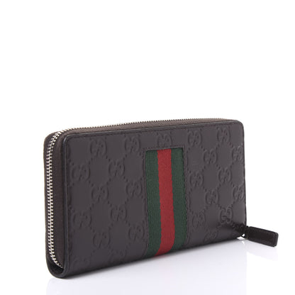 Gucci Guccissima Web Zip Around Wallet Dark Brown 2 of 9