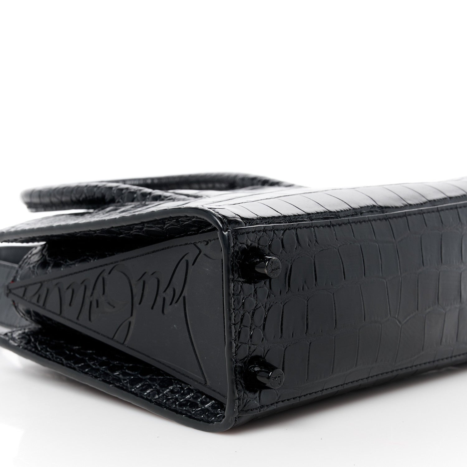 Christian Louboutin Calfskin Crocodile Embossed Mini Paloma Black 9 of 11