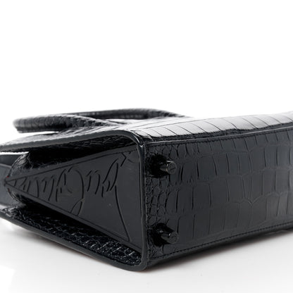 Christian Louboutin Calfskin Crocodile Embossed Mini Paloma Black 9 of 11