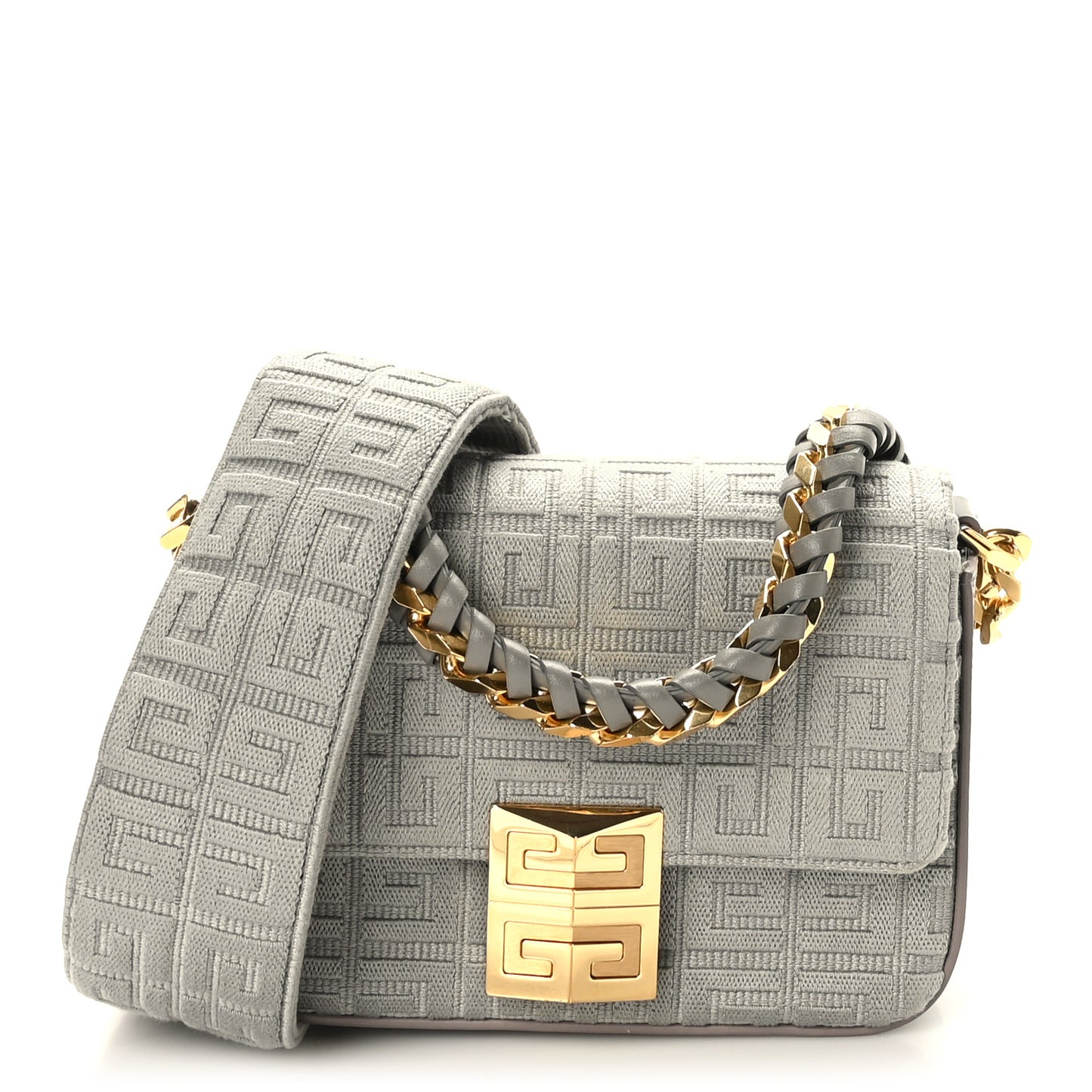 Canvas Embroidered Small 4G Woven Chain Crossbody Stone Gray
