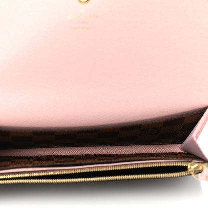 Louis Vuitton Damier Ebene Emilie Wallet Rose Ballerine 5 of 7
