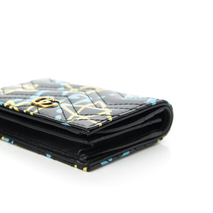 Gucci Calfskin Matelasse GucciGhost GG Marmont Card Case Wallet Black New Acquamarine 7 of 11