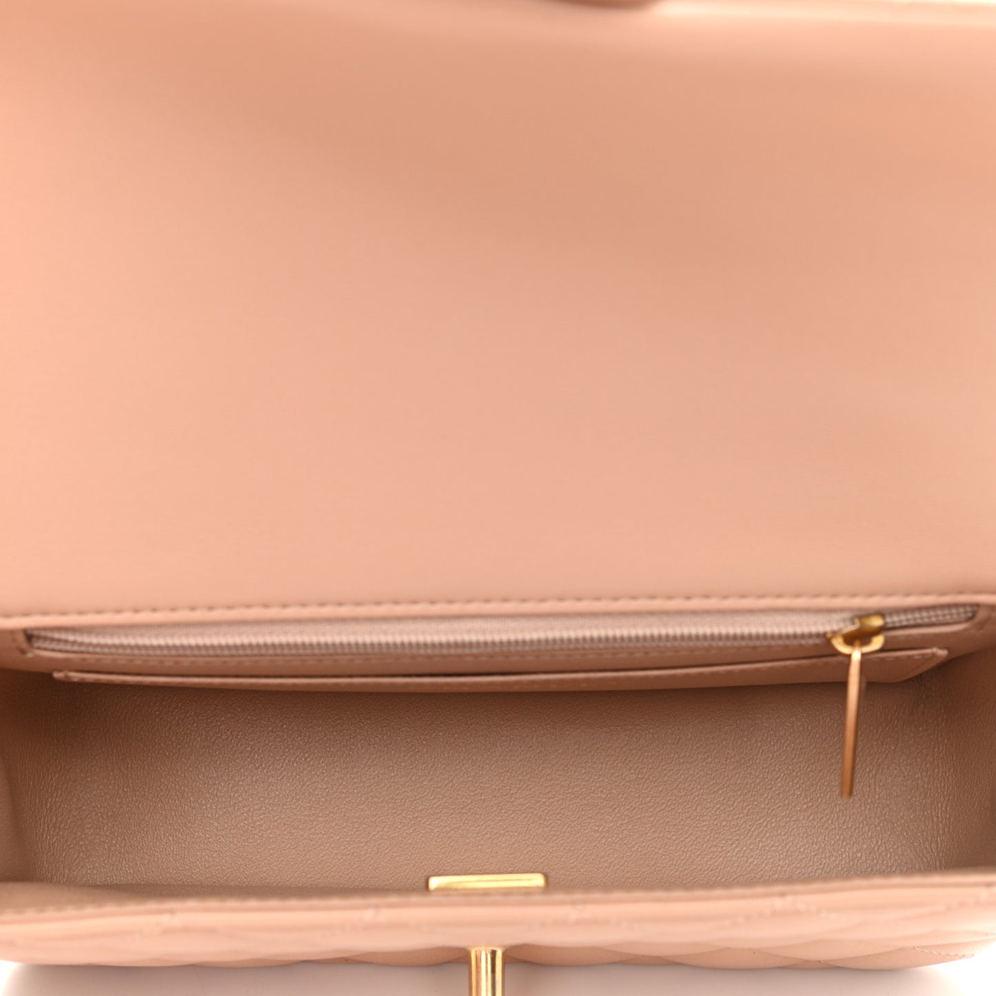 Lambskin Quilted Mini Top Handle Rectangular Flap Beige