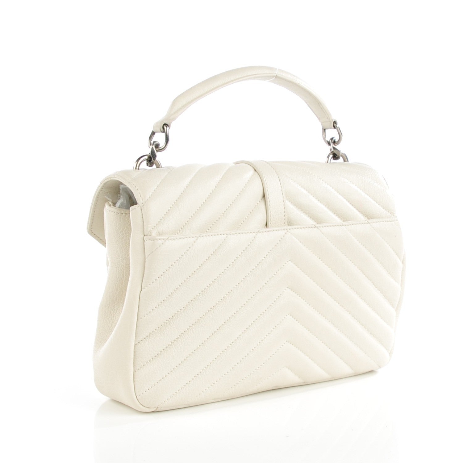 Saint Laurent Sheepskin Matelasse Medium College Monogram Bag Dove White 3 of 10