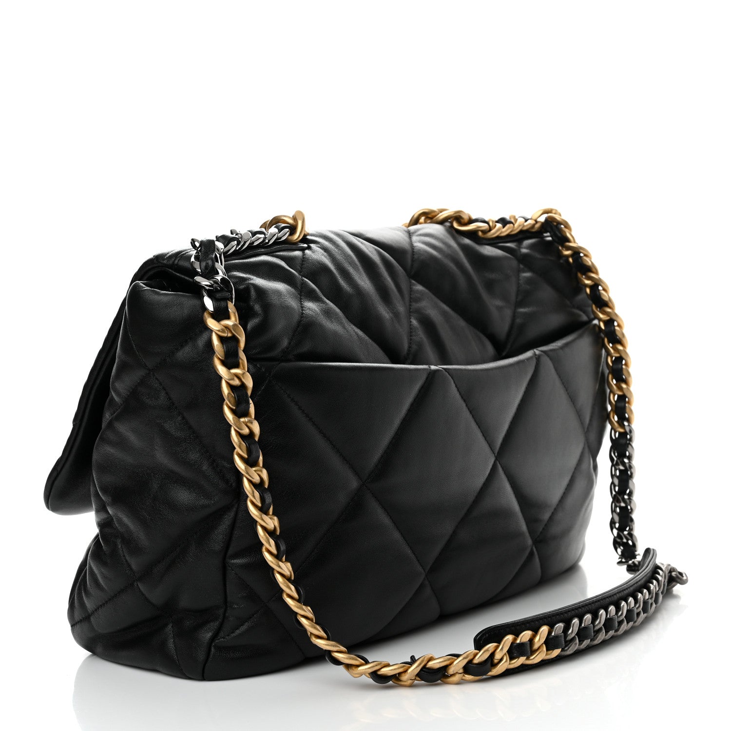Chanel Lambskin Quilted Maxi Chanel 19 Flap Black 3 of 10