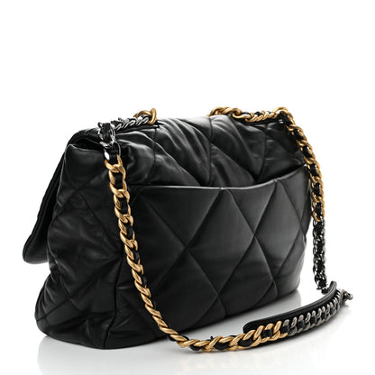 Chanel Lambskin Quilted Maxi Chanel 19 Flap Black 3 of 10