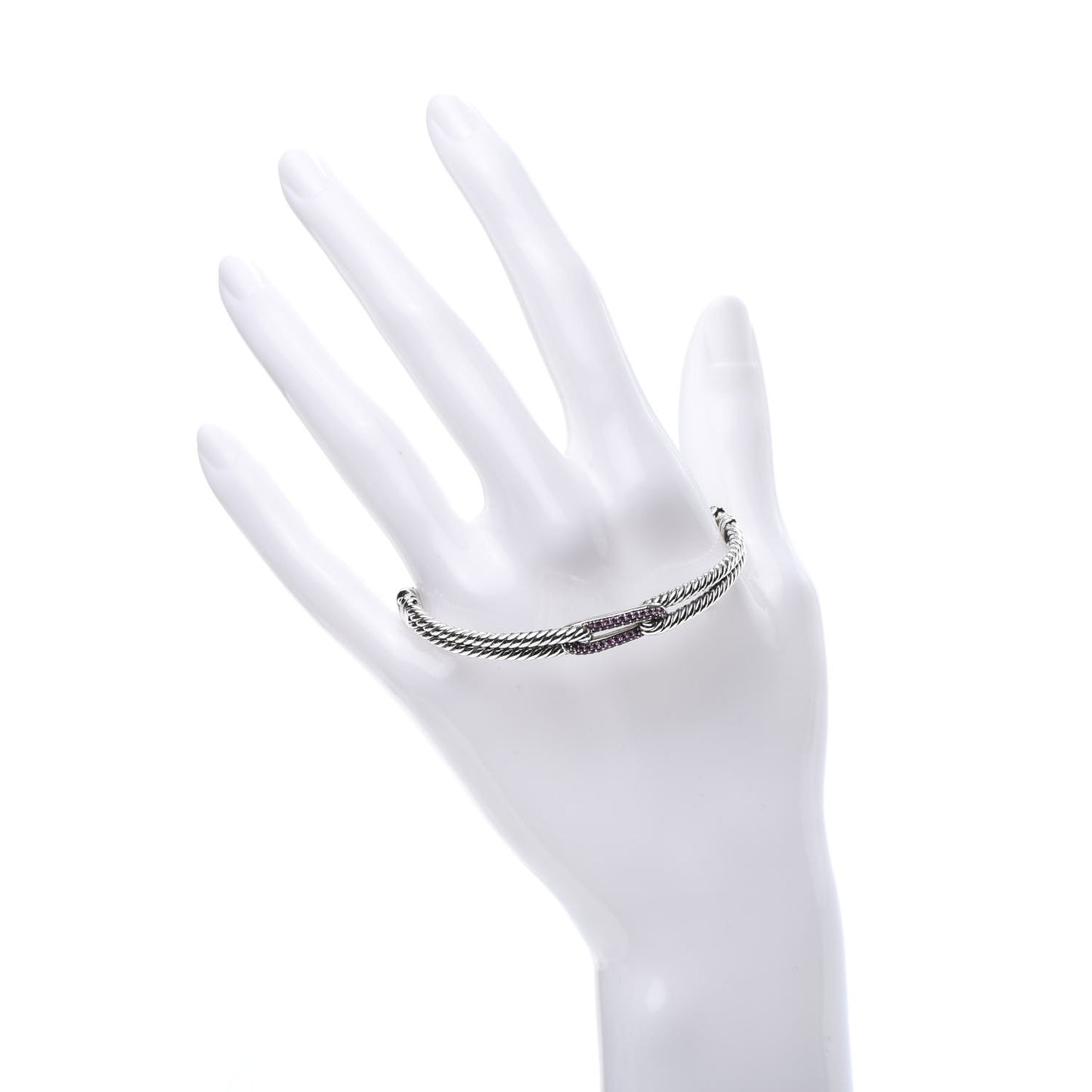 Sterling Silver Pave Pink Sapphire 7mm Mini Loop Labyrinth Bracelet