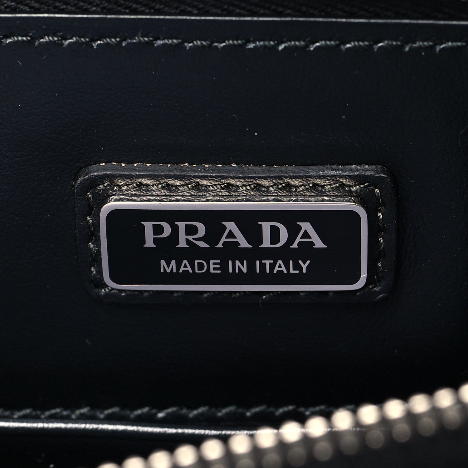 Prada Saffiano Travel Metal Triangle Logo Slip Handle Wristlet Pouch Black 6 of 6