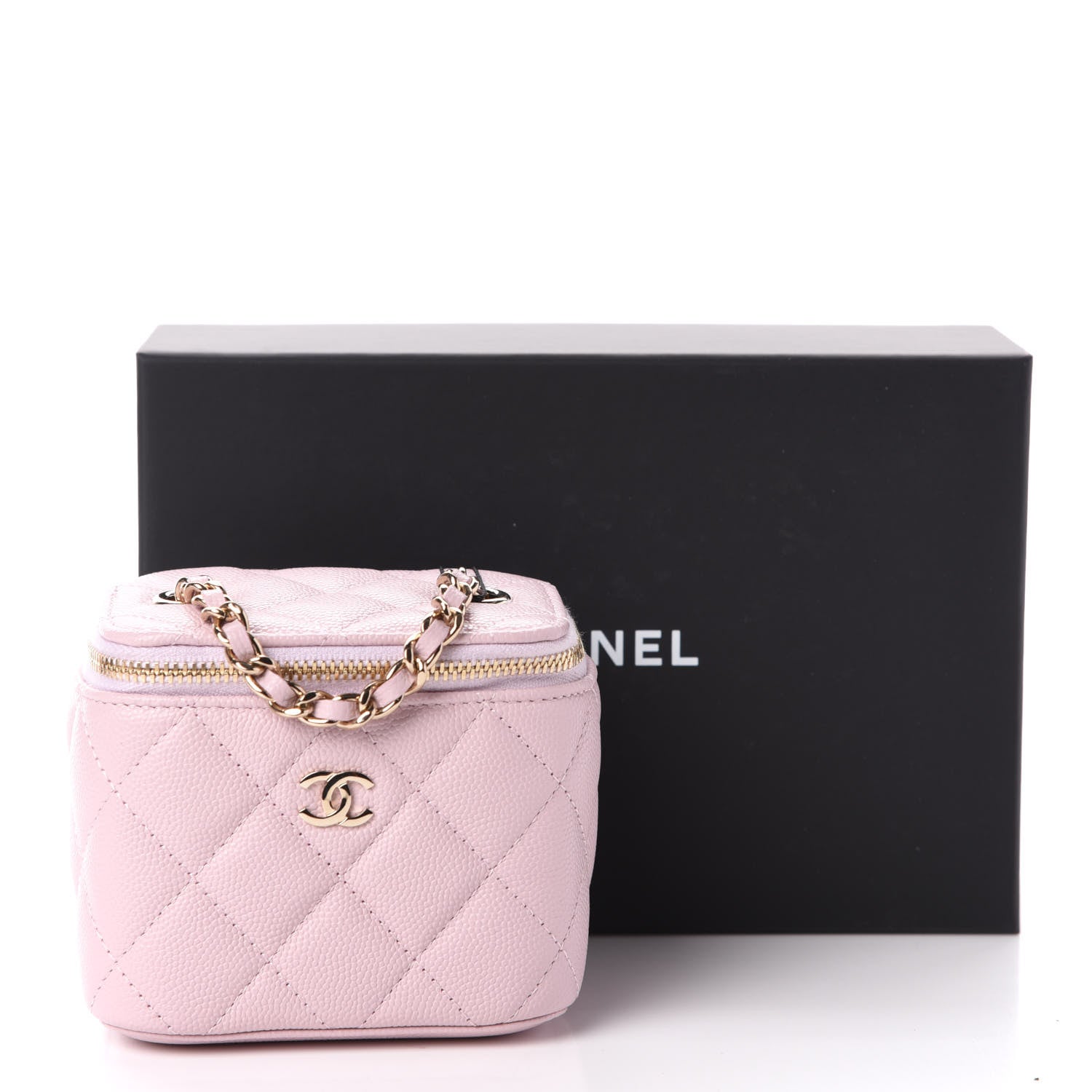 Chanel Caviar Quilted Mini Vanity Case With Chain Light Pink 10 of 10