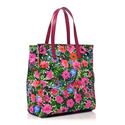 Prada Tessuto Nylon Floral Print Tote Pink 3 of 10