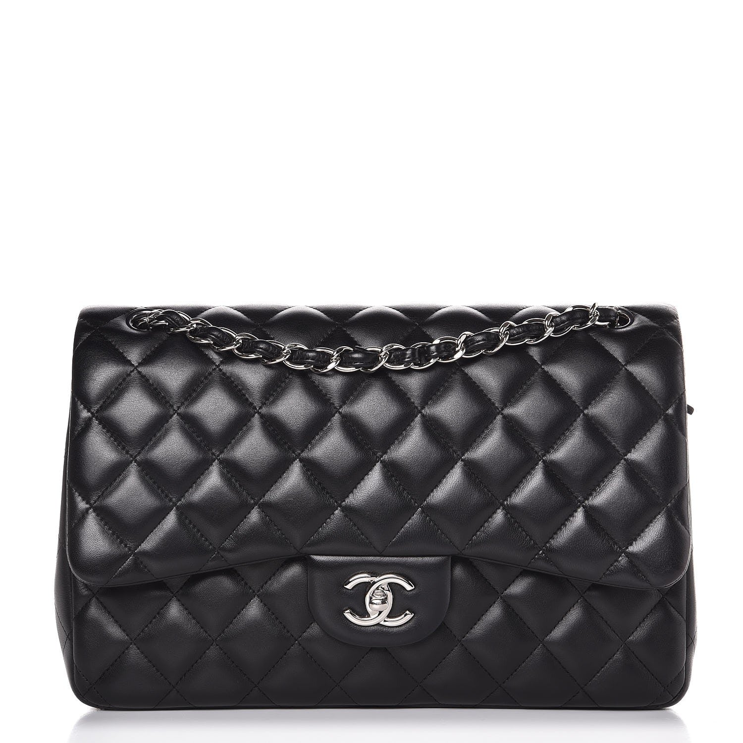 Chanel Lambskin Quilted Jumbo Double Flap Black 1 of 12
