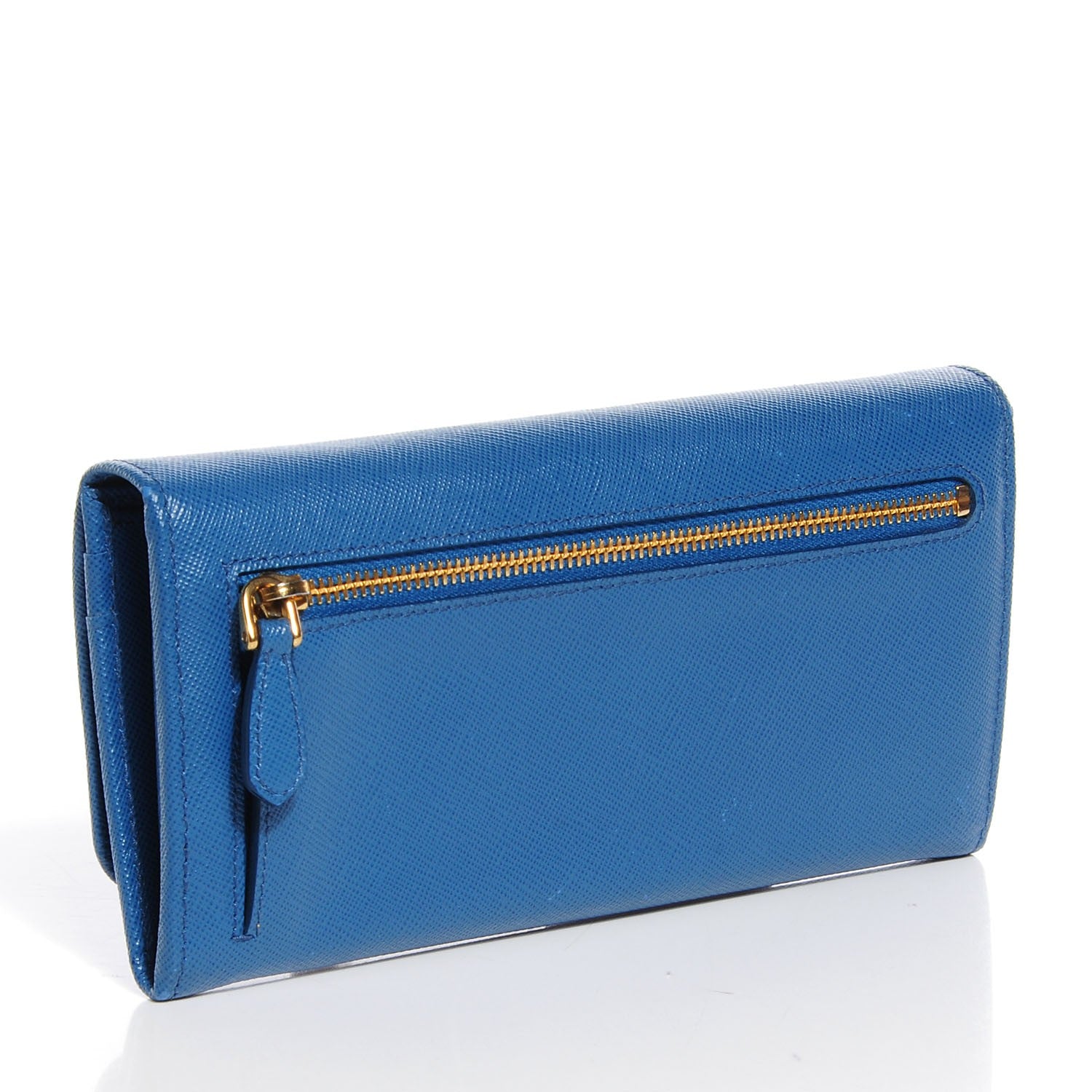 Prada Saffiano Metal Continental Flap Wallet Cobalto 3 of 10