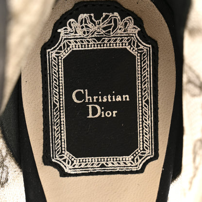 Christian Dior Suede Transparent Mesh Floral Embroidered Peep Toe Boots 37.5 Black 7 of 11