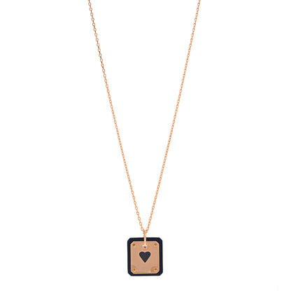 Hermes Rose Gold Plated Swift As De Coeur Necklace Black 1 of 5