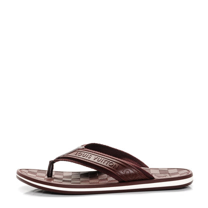 Louis Vuitton Mens Rubber Damier Keys Thong Sandals 6 Bordeaux 1 of 8
