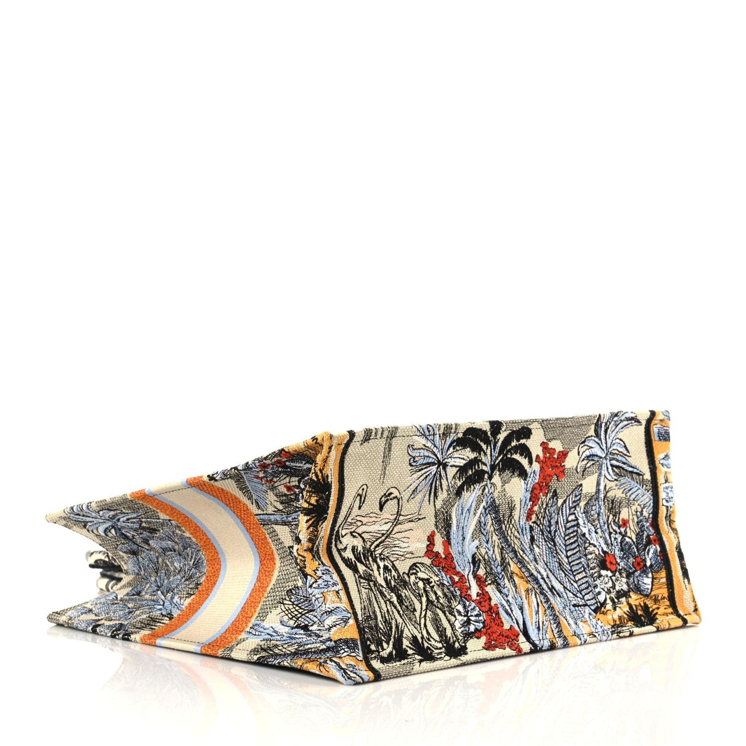 Christian Dior Canvas Embroidered Large Palm Tree Toile De Jouy Book Tote Multicolor 4 of 14