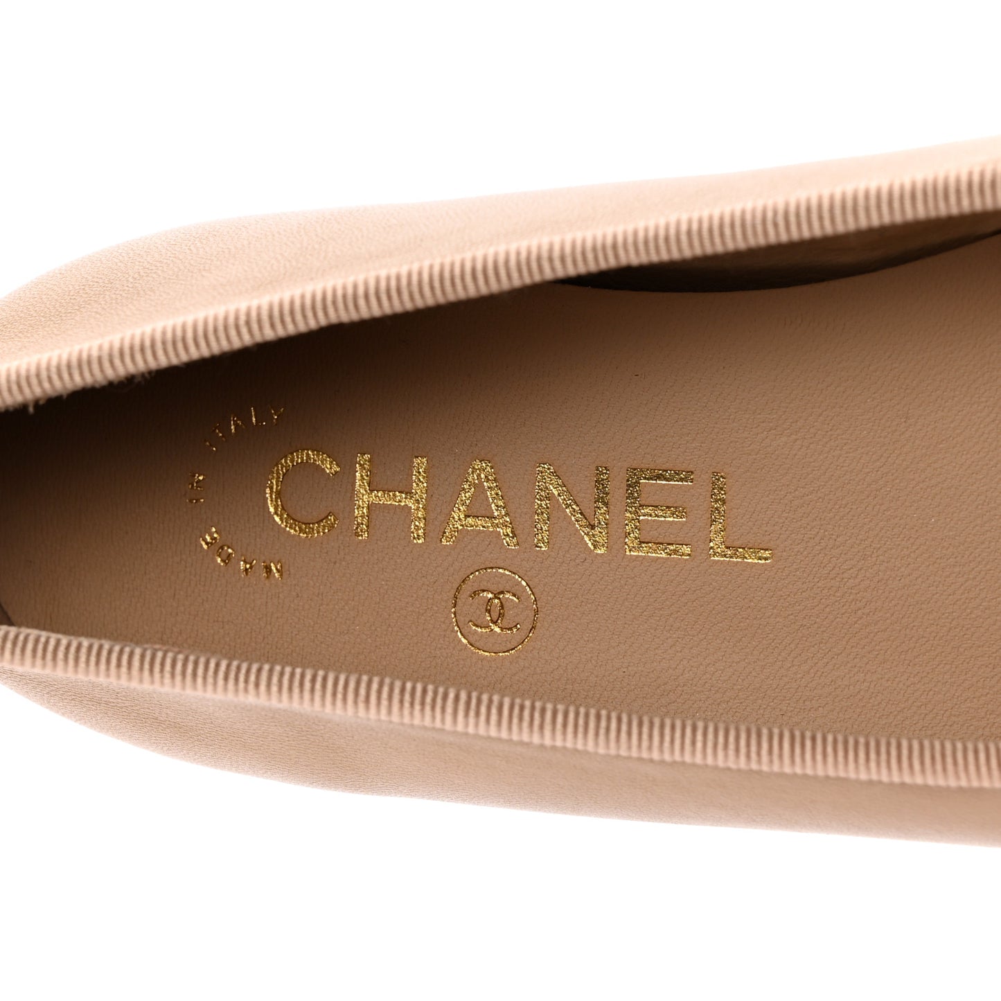 Lambskin Cap Toe CC Ballerina Flats 35 Beige
