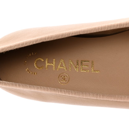 Chanel Lambskin Cap Toe CC Ballerina Flats 35 Beige 7 of 12