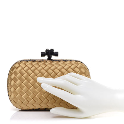 Bottega Veneta Satin Intreccio Impero Ayers Knot Clutch Camel 2 of 7