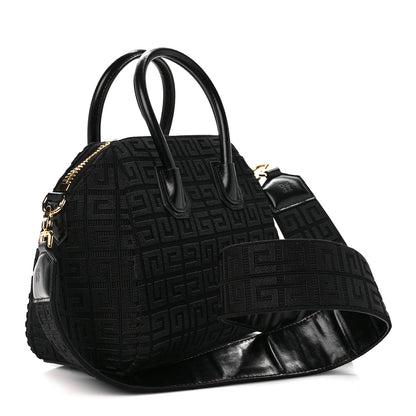 Givenchy Canvas Jacquard Embroidered Calfskin 4G Mini Antigona Black 3 of 11