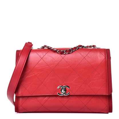 Chanel Crumpled Calfskin Flap Bag Red 1 of 9