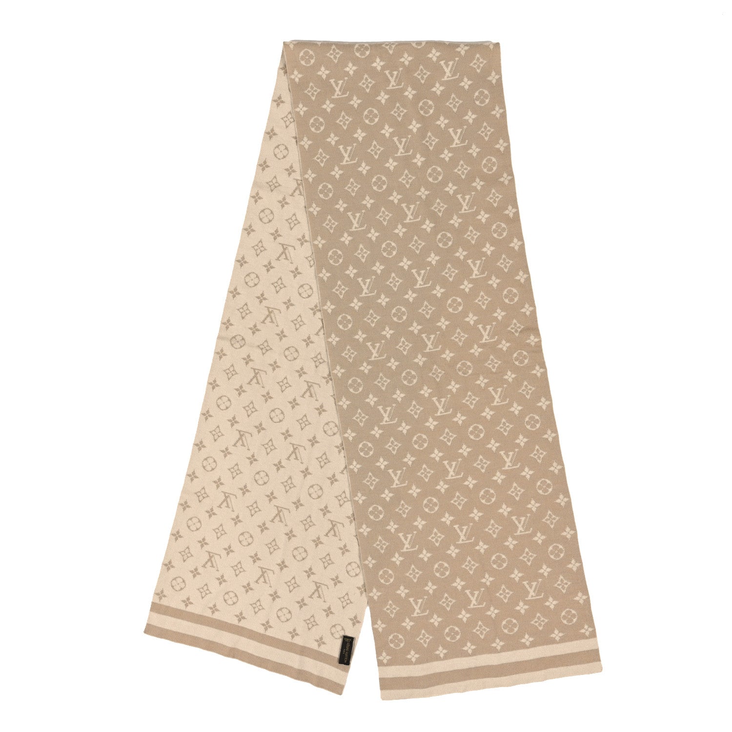 Louis Vuitton Cashmere Silk Monogram Scarf Beige 2 of 3