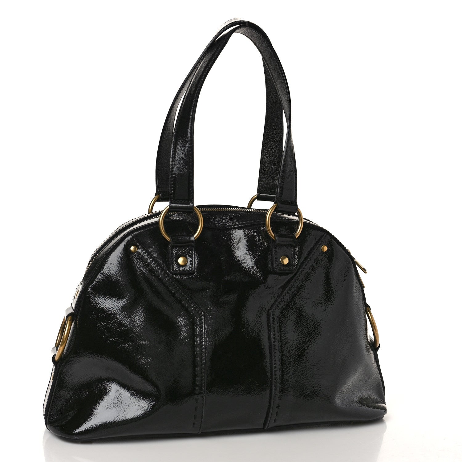 Saint Laurent Textured Patent Calfskin Medium Muse Black 3 of 8