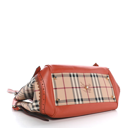 Burberry Haymarket Check Small Brogue Tassel Tote Bright Russet 3 of 9
