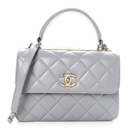 Chanel Lambskin Quilted Small Trendy CC Flap Dual Handle Bag Light Grey 1 of 12