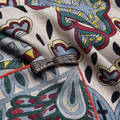 Hermes Cashmere Silk Le Jardin De La Maharani Shawl 140 3 of 4