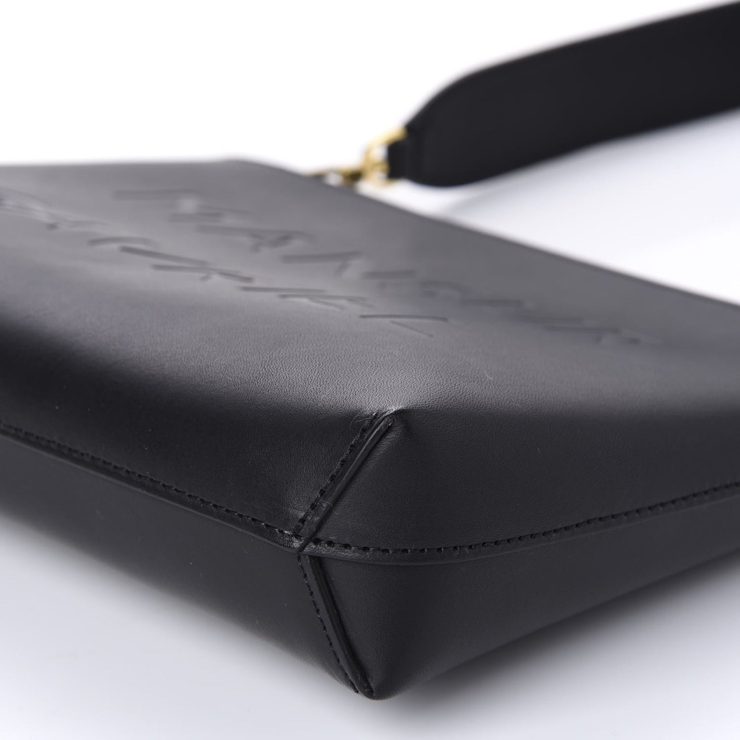 Calfskin Logo Debossed Bag Black