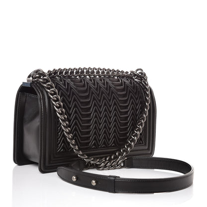 Chanel Lambskin Pleated Medium Boy Flap Black 3 of 8
