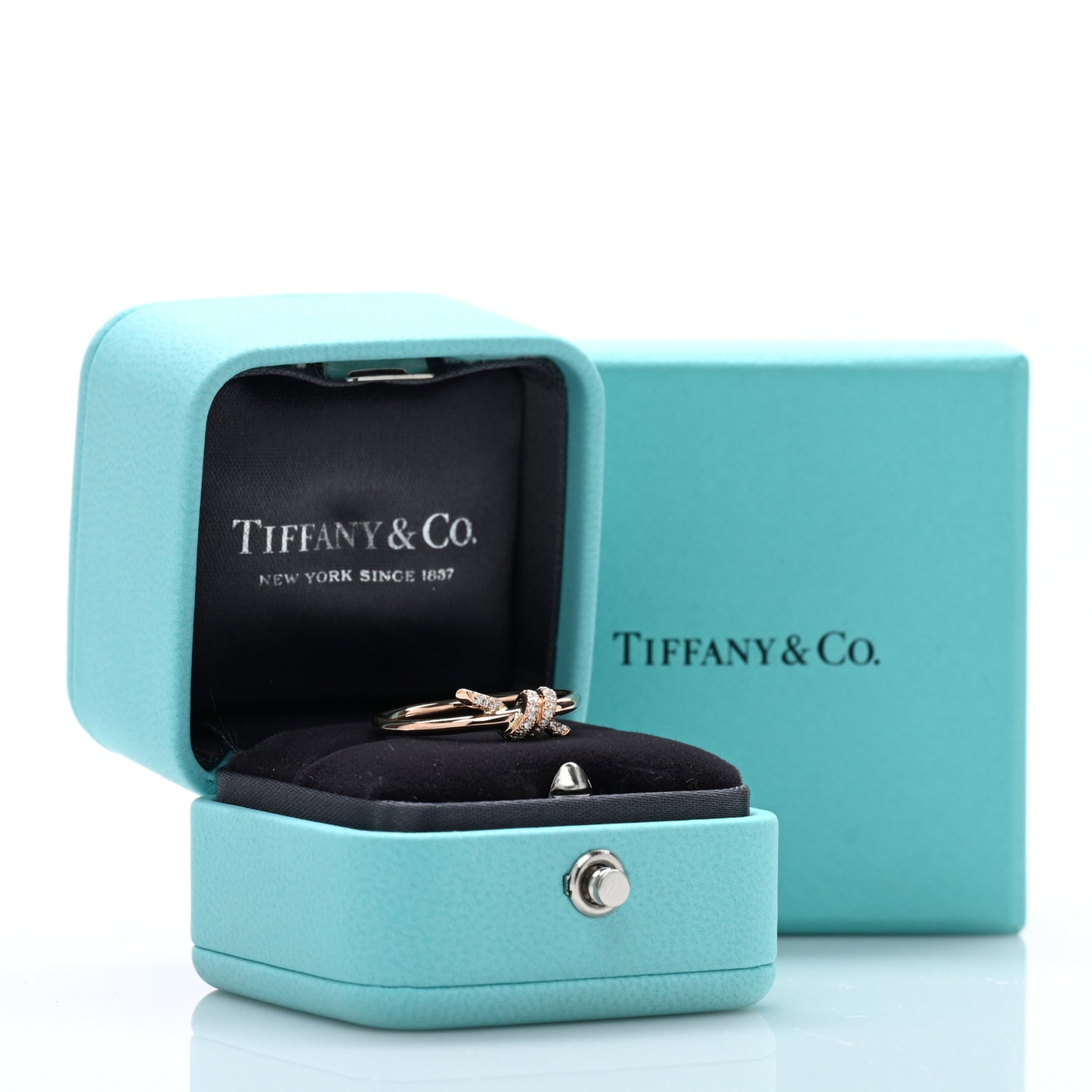 18K Rose Gold Diamond Small Knot Ring 52 6