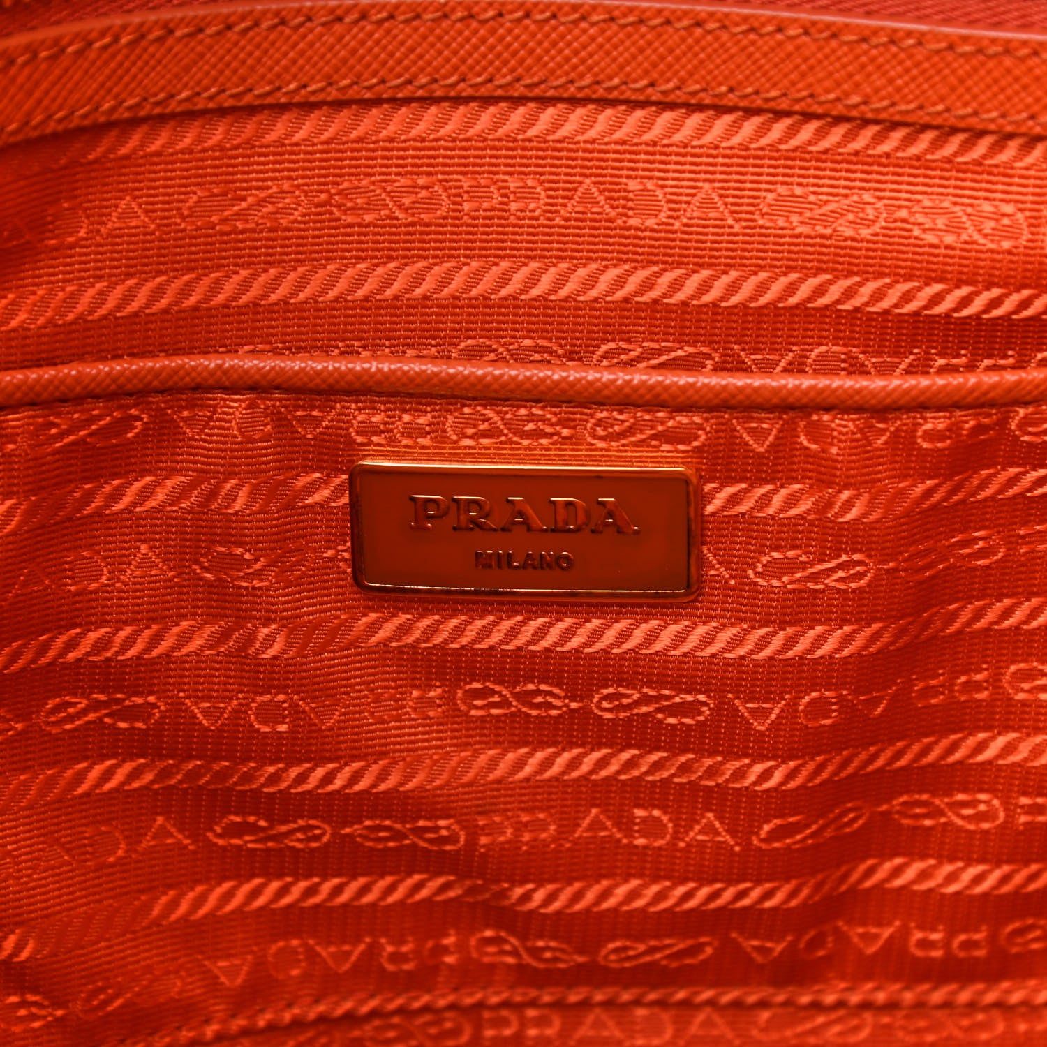 Prada Saffiano Lux Double Handle Shopping Tote Papaya 5 of 12