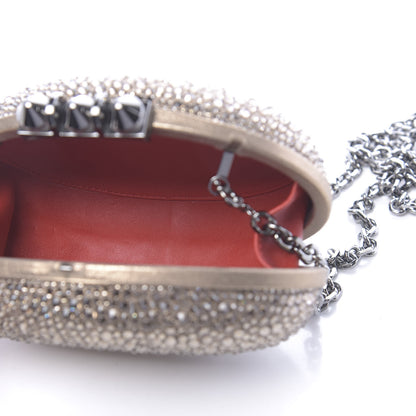Christian Louboutin Metallic Suede Burma Strass Mina Chain Clutch Lichen 5 of 10