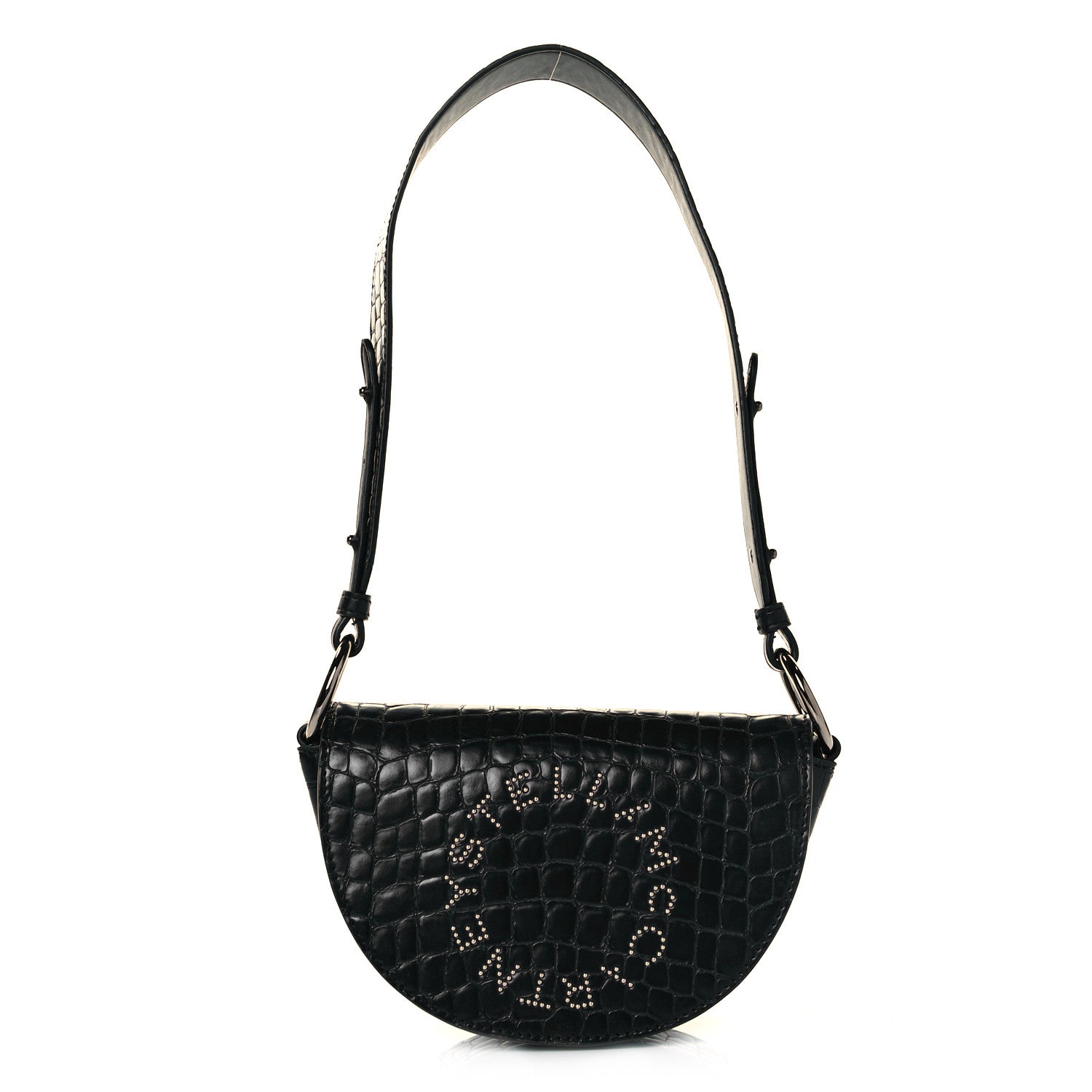 Stella McCartney Crocodile Embossed Studded Logo Mini Marlee Black 1 of 8
