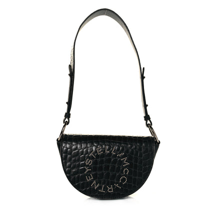 Stella McCartney Crocodile Embossed Studded Logo Mini Marlee Black 1 of 8
