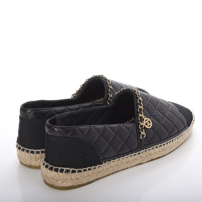 Chanel Lambskin Quilted CC Chain Espadrilles 41 Black 4 of 10