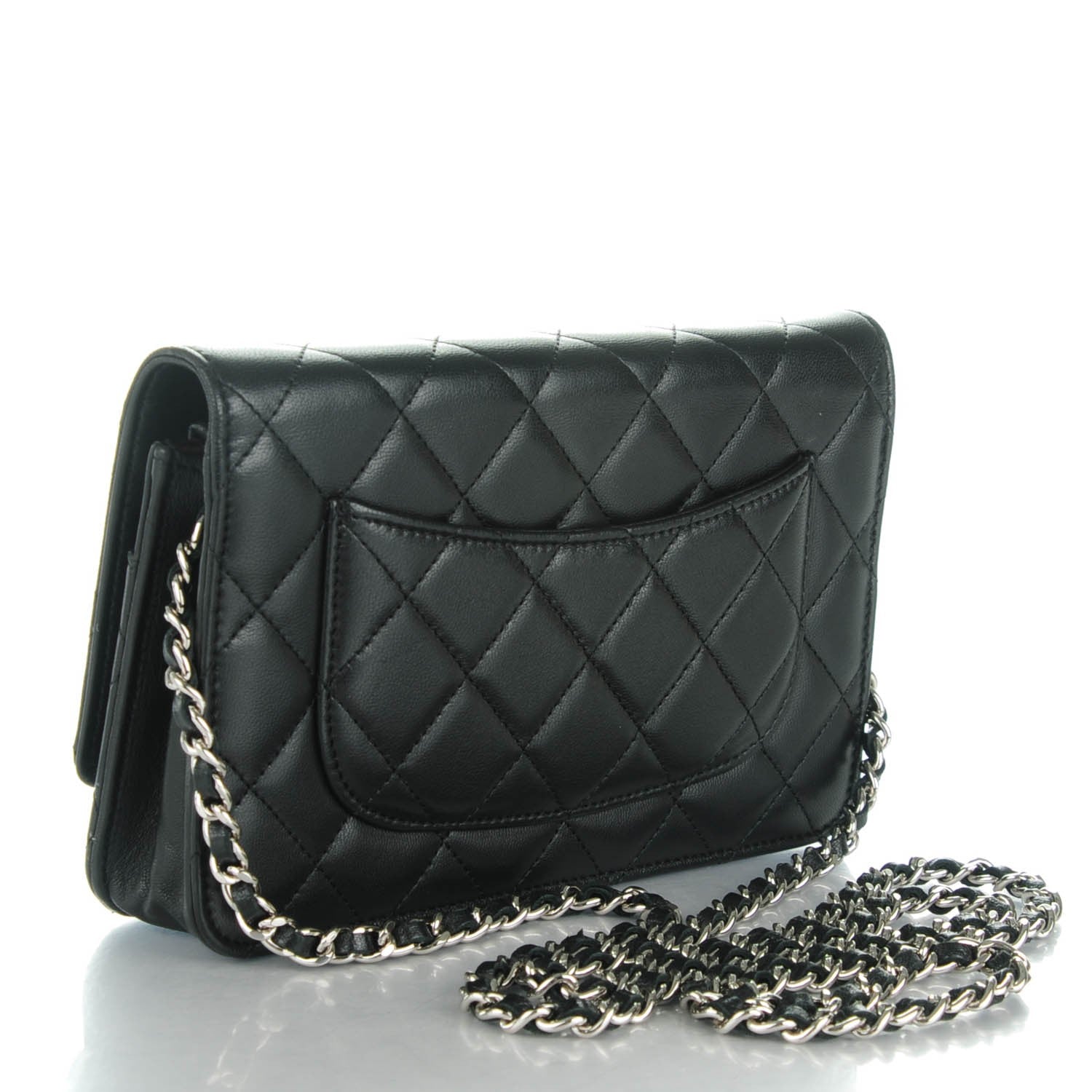Chanel Lambskin Quilted Wallet On Chain WOC Black 3 of 8