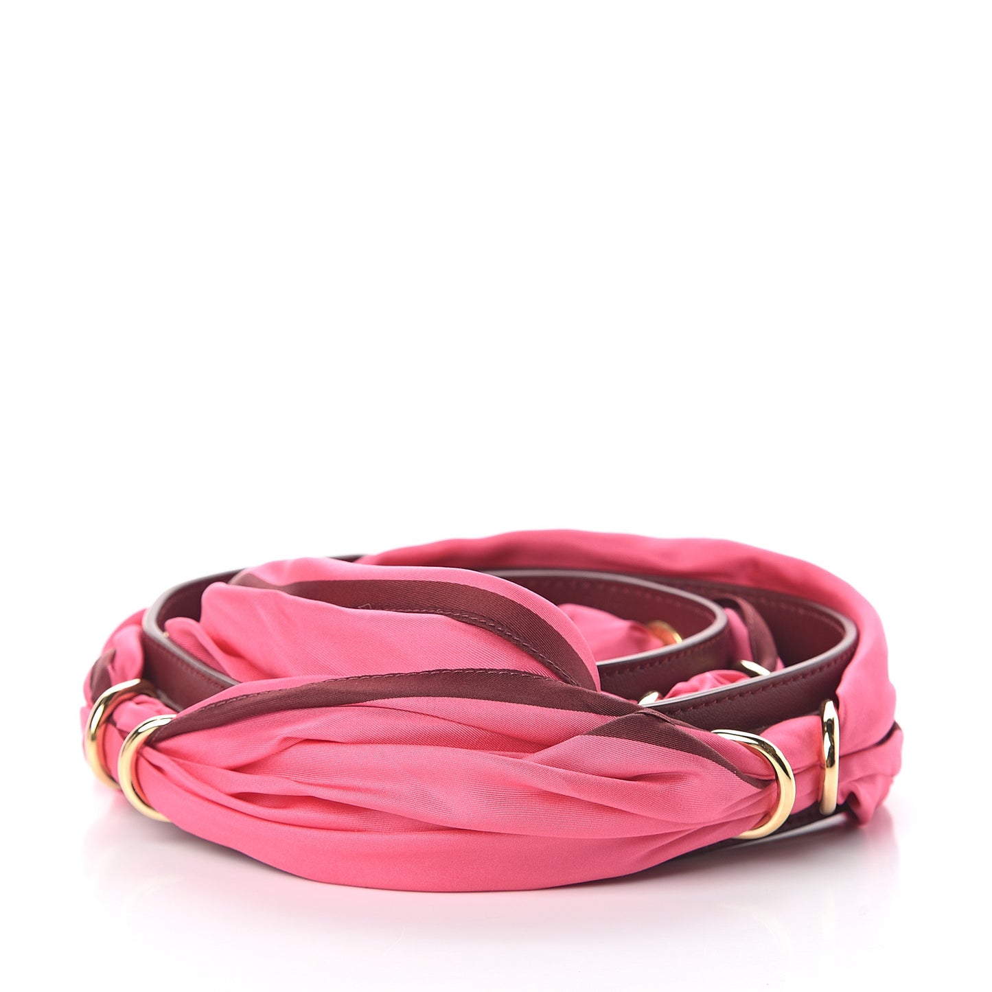 Calfskin Silk Floral Scarf Strap Fuchsia Rose