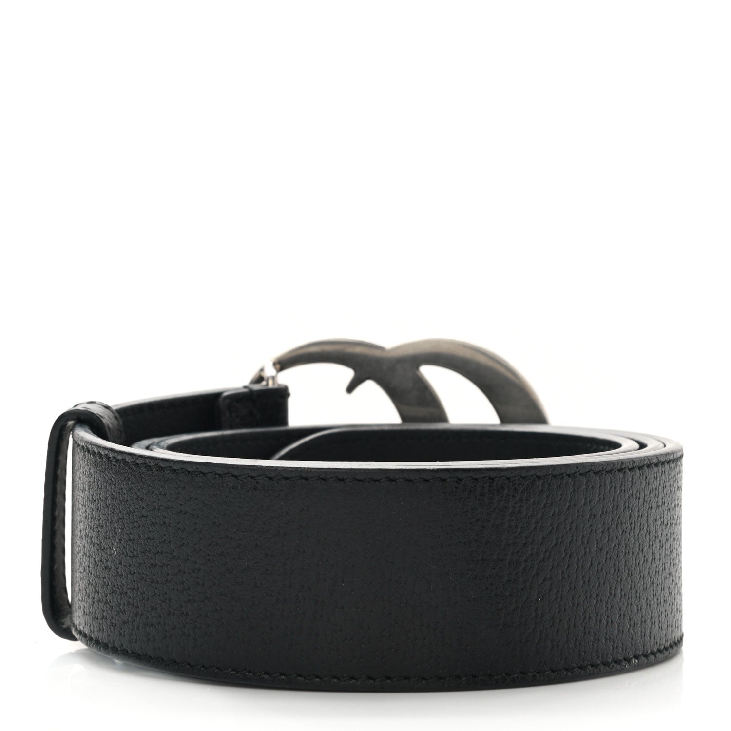 Gucci Textured Dollar Calfskin Nickel Double G 40mm Belt 85 34 Black 2 of 7