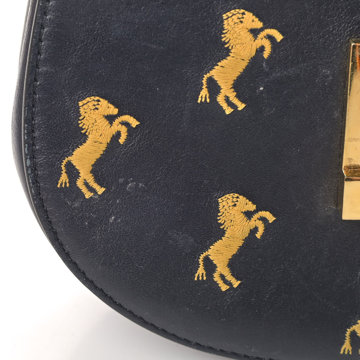 Chloe Calfskin Little Horses Embroidered Mini Drew Bijou Shoulder Bag Full Blue 12 of 13